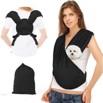   YAOZUP Kisméretű Kutya Hordozó Táska - Állítható Pánttal 9 kg-ig, Légáteresztő Kutyahordozó Sling Sétához, Utazáshoz, Fekete