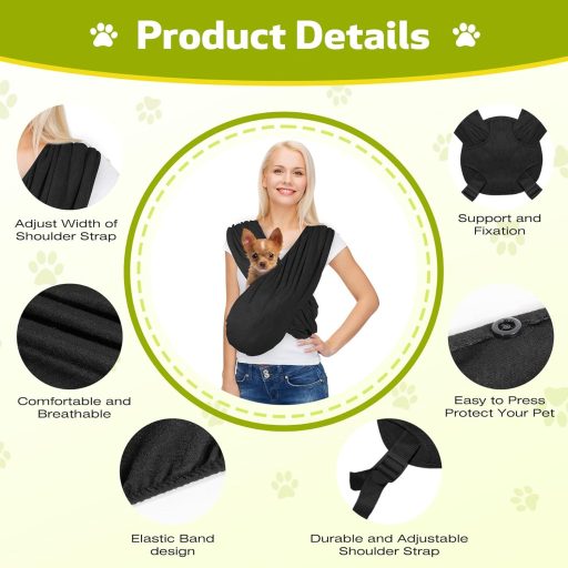 YAOZUP Kisméretű Kutya Hordozó Táska - Állítható Pánttal 9 kg-ig, Légáteresztő Kutyahordozó Sling Sétához, Utazáshoz, Fekete