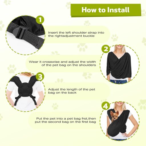 YAOZUP Kisméretű Kutya Hordozó Táska - Állítható Pánttal 9 kg-ig, Légáteresztő Kutyahordozó Sling Sétához, Utazáshoz, Fekete