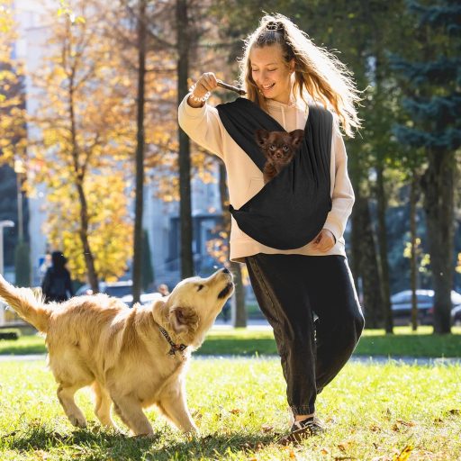 YAOZUP Malá Taška na Prenášanie Psa - Nastaviteľný Popruh do 9 kg, Priedušná Taška/Sling na Nosenie Psa na Prechádzky, Cestovanie, Čierna