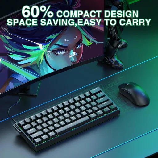 CORBOBO WIN60 HE vezetékes 60% mechanikus gamer billentyűzet mágneses switch hot swap RGB 8000 Hz rapid trigger PC fekete