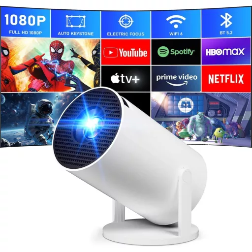Niuniutab Proiector mini portabil 4K 1080P WiFi 6 Bluetooth 5.0 cu corecție automată a imaginii