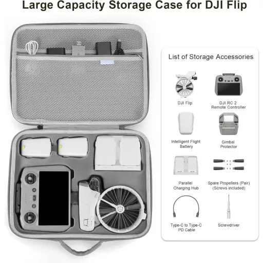 Geantă Uvafly DJI Flip Fly More Combo, husă de transport portabilă pentru dronă și accesorii telecomandă RC 2