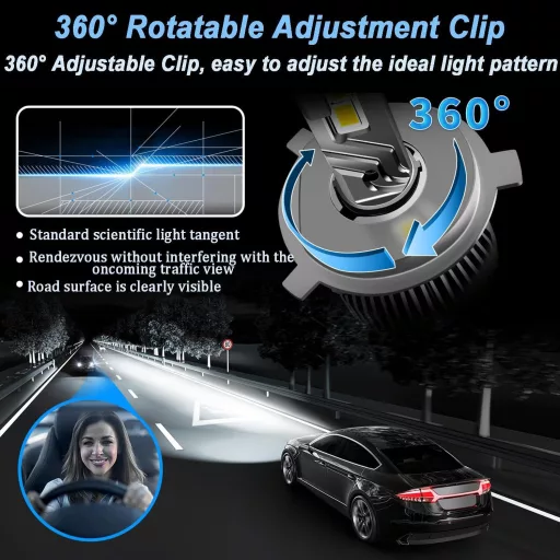 Bec LED RATSTONE H8, luminozitate 330%, 6000K Alb, Lămpi Auto, 2 bucăți