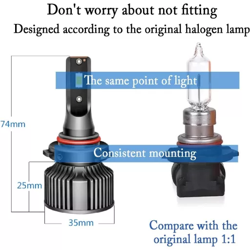 Bec LED RATSTONE H8, luminozitate 330%, 6000K Alb, Lămpi Auto, 2 bucăți