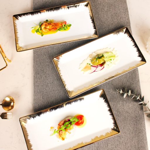 jinsongdafa 3 szintes porcelán tálca szett arany peremmel és állvánnyal