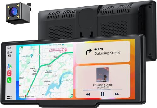 Krunia 8,1" Vezeték Nélküli Hordozható Autós Kijelző 60FPS - Apple CarPlay & Android Auto Támogatás, Tolatókamera, GPS Navigáció, Hangvezérl