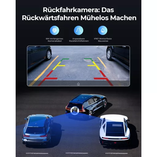 Krunia 8,1" Vezeték Nélküli Hordozható Autós Kijelző 60FPS - Apple CarPlay & Android Auto Támogatás, Tolatókamera, GPS Navigáció, Hangvezérl