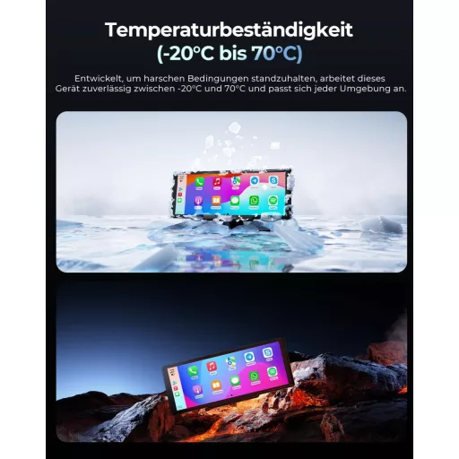 Krunia 8,1" Vezeték Nélküli Hordozható Autós Kijelző 60FPS - Apple CarPlay & Android Auto Támogatás, Tolatókamera, GPS Navigáció, Hangvezérl