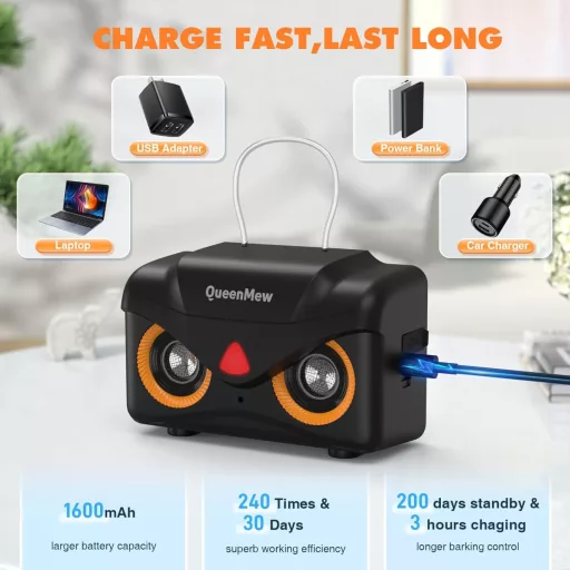 Bubbacare Dispozitiv Anti-Lătrat cu Ultrasunete, Raza de Acțiune 15m - Regulator Automat de Lătrat Câini cu 3 Moduri, pentru Câini Mici și Mari, Mini cu Difuzoare Duble