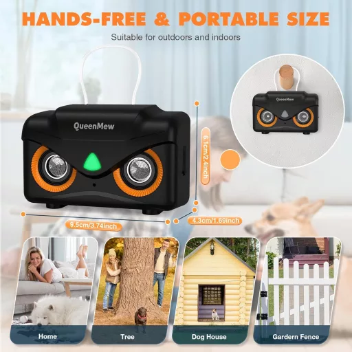 Bubbacare Dispozitiv Anti-Lătrat cu Ultrasunete, Raza de Acțiune 15m - Regulator Automat de Lătrat Câini cu 3 Moduri, pentru Câini Mici și Mari, Mini cu Difuzoare Duble