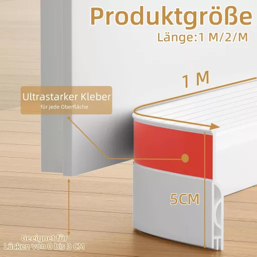 Ormein Ajtótömítés Önragasztós Szilikon 2m Fehér Huzatlanító