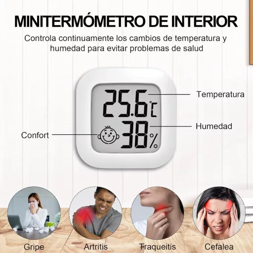 Wepai Mini Digitális Hőmérő és Páratartalom Mérő Szett - 4 db Beltéri Hőmérséklet és Páramérő, Falra Szerelhető vagy Szabadon Álló, CR2032 E