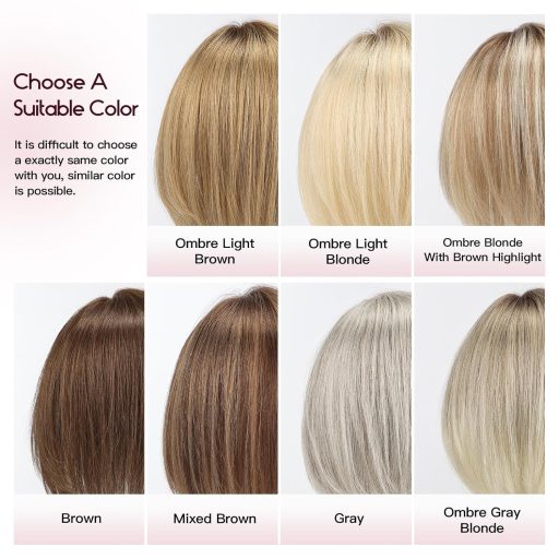 EMMOR Perucă din Păr Natural Uman pentru Femei - Bob de 25 cm cu Breton, Bază de 16,5×16,5 cm, Extensie de Păr Maro