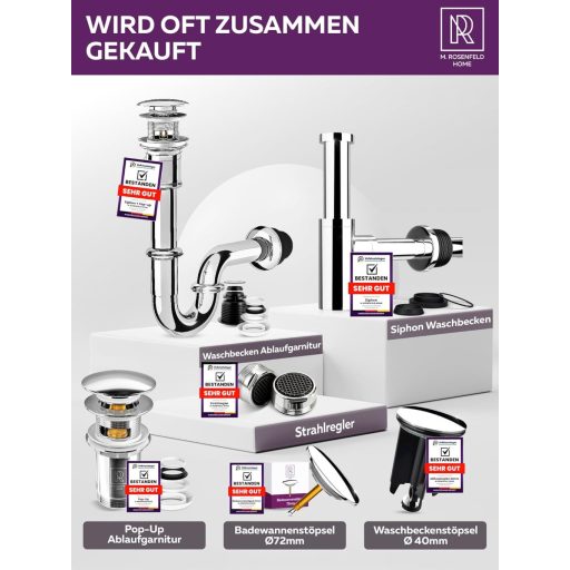 M. ROSENFELD HOME Sifon din oțel inoxidabil 1 1/4" Reglabil pe înălțime 85-110mm țeavă de scurgere pentru baie