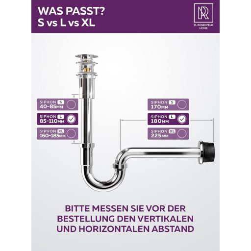 M. ROSENFELD HOME Inox sifon 1 1/4" Podesiv po visini 85-110mm Kupaonska odvodna cijev