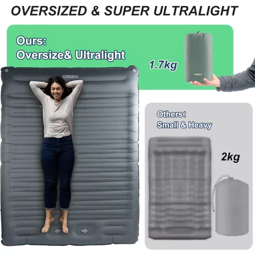 Origem 14 cm Önfelfújó Camping Matrac 2 Személyes Ultralight Hálózsák Lábpumpával