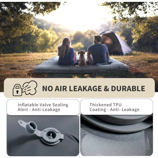 Saltea de camping autogonflabilă Origem, 14 cm, pentru 2 persoane, sac de dormit ultralejer cu pompă de picior.