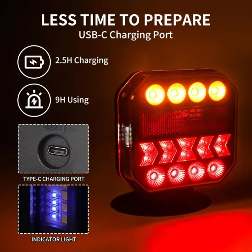Yinaolan Mágneses Vezeték Nélküli LED Hátsó Lámpa Szett 12V/24V Bluetooth