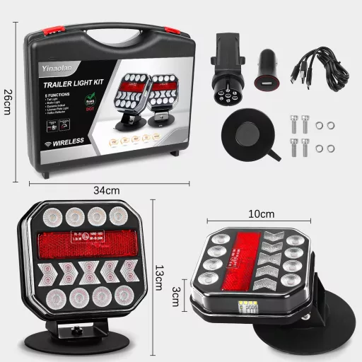 Yinaolan Mágneses Vezeték Nélküli LED Hátsó Lámpa Szett 12V/24V Bluetooth
