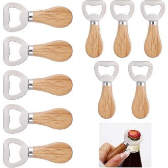   KineticKraft 10 db gravírozott fa sörnyitó, hordozható üvegnyitó ajándék