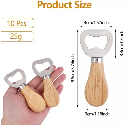 KineticKraft 10 db gravírozott fa sörnyitó, hordozható üvegnyitó ajándék