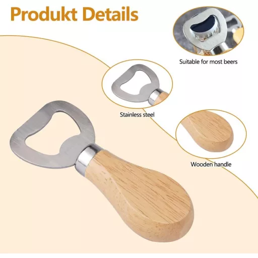 KineticKraft 10 db gravírozott fa sörnyitó, hordozható üvegnyitó ajándék
