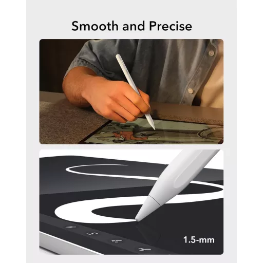 ESR iPad Ceruza 2018-2025 Modellekhez - Dőlésérzékelős Digitális Toll Tenyérfelismeréssel, iPad 11/10/Air/Pro/Mini Kompatibilis, Fehér