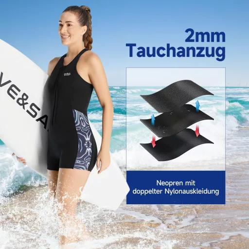 X-mAnTA 2mm Neoprén Női Rövid Wetsuit Elöl Zippes Búvárkodáshoz Szörfözéshez