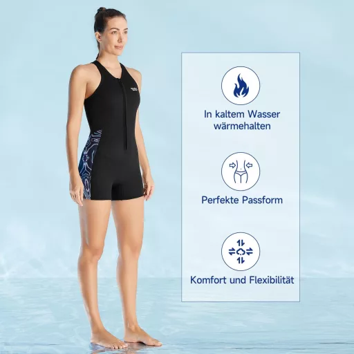 X-mAnTA Női Shorty Neoprén Ruha 2mm - Kék Elöl Cipzáros Búvárruha Úszáshoz, Szörfözéshez, Búvárkodáshoz és Snorkelezéshez - XS