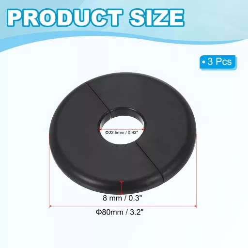 PATIKIL Csőfedő Rozetta 23,5mm Öntapadós Fekete 3db Vízcsatorna Dekoráció