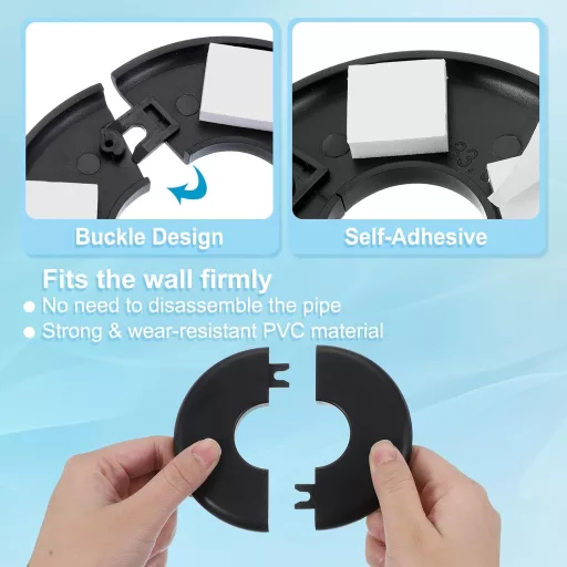 PATIKIL Csőfedő Rozetta 23,5mm Öntapadós Fekete 3db Vízcsatorna Dekoráció