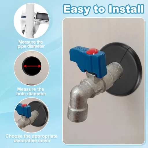 PATIKIL Csőfedő Rozetta 23,5mm Öntapadós Fekete 3db Vízcsatorna Dekoráció