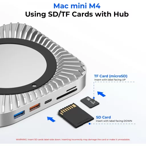 RayCue Mac Mini M4 dokkoló alumínium állvánnyal, HDMI hub, SSD ház és USB-C töltéssel
