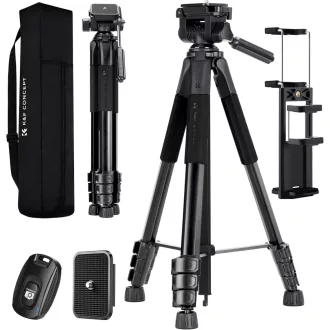   K&F CONCEPT S254A3 Könnyű Kamera Tripod 172cm, Telefontartóval és Táskával