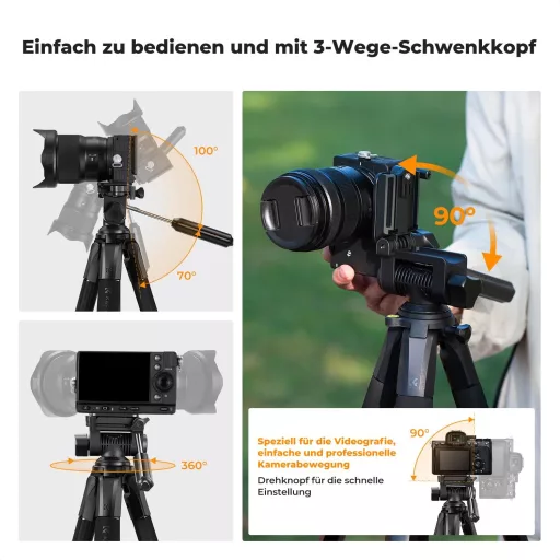 K&F CONCEPT S254A3 Könnyű Kamera Tripod 172cm, Telefontartóval és Táskával