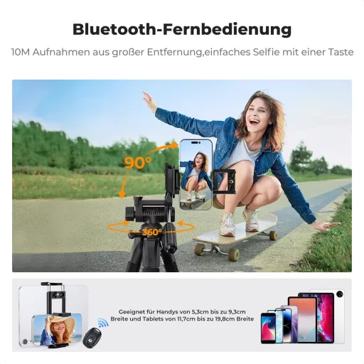 K&F CONCEPT S254A3 Könnyű Kamera Tripod 172cm, Telefontartóval és Táskával
