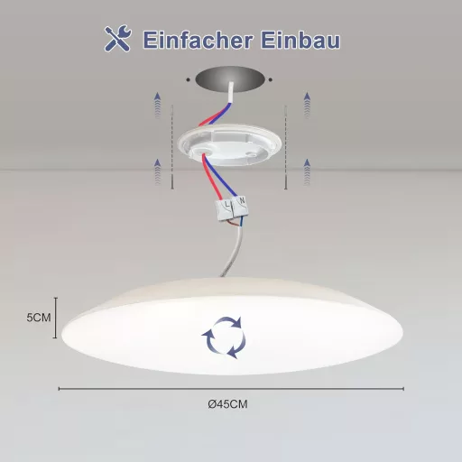 ONDTA LED stropna svjetiljka s mogućnošću prigušivanja 45W, 2700-6500K s daljinskim upravljačem, IP54