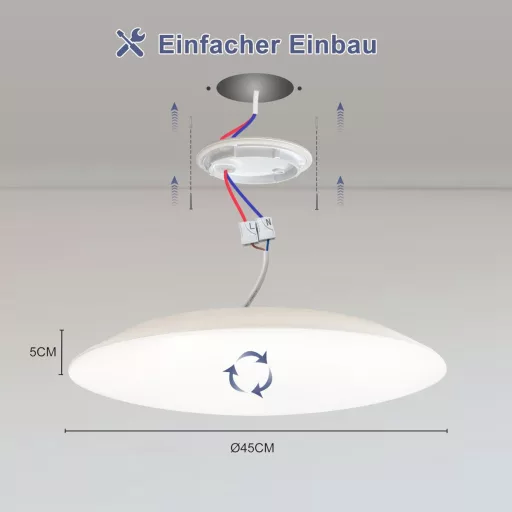 ONDTA LED Mennyezeti Lámpa Dimmelhető 45W, 2700-6500K Távirányítóval, IP54