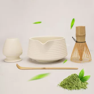   LUMIN TUTU Matcha szertartás készlet fehér - kefe, kanál, tál és tartó