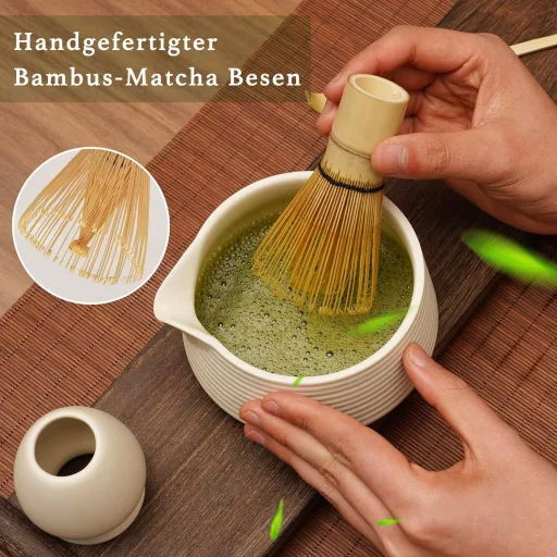 LUMIN TUTU Matcha szertartás készlet fehér - kefe, kanál, tál és tartó