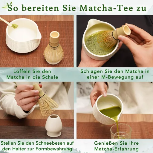 LUMIN TUTU Matcha szertartás készlet fehér - kefe, kanál, tál és tartó