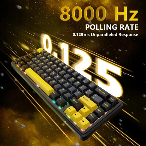ATTACK SHARK X65 HE Mágneses Kapcsolós Gamer Billentyűzet, 65% Kompakt, 8000 Hz Mintavételezés, 0.01 mm RT Precizitás, PBT Billentyűk, RGB H