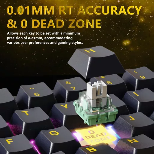 ATTACK SHARK X65 HE Mágneses Kapcsolós Gamer Billentyűzet, 65% Kompakt, 8000 Hz Mintavételezés, 0.01 mm RT Precizitás, PBT Billentyűk, RGB H