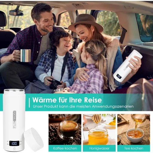 Dreamhigh 450ml Autós Utazási Vízforraló 12V Rozsdamentes Acél Teához Kávéhoz