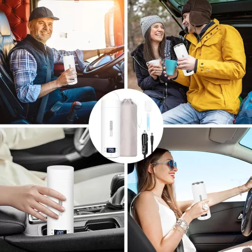 Dreamhigh 450ml Autós Utazási Vízforraló 12V Rozsdamentes Acél Teához Kávéhoz