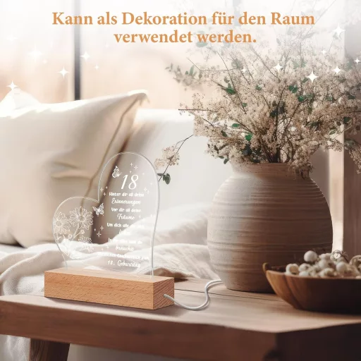 Lampă de noapte din acril Fiada, cadou de 18 ani pentru fată, băiat, frate sau prieten