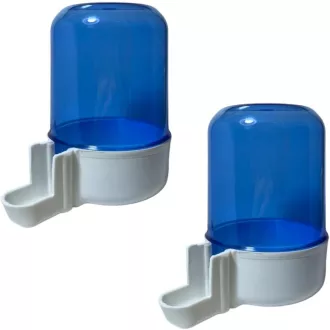   ANIMALPLAST 300ml Set Automat Adăpător și Hrănitor pentru Păsări - 2 buc. Distribuitor Albastru Agățător pentru Colivie - Păsări Mici și Mijlocii