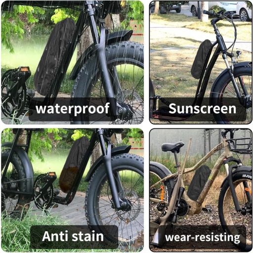 CFHOOAY Elektromos Kerékpár Akkumulátor Védőtok - Vízálló PVC Hailong Akkumulátorvédő Huzat, 40x13x14 cm, Fekete