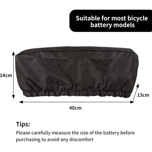 CFHOOAY Elektromos Kerékpár Akkumulátor Védőtok - Vízálló PVC Hailong Akkumulátorvédő Huzat, 40x13x14 cm, Fekete